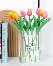 Book-Shaped Vase for Flowers, Book Lovers Gifts, Aesthetic Room Decor Clear