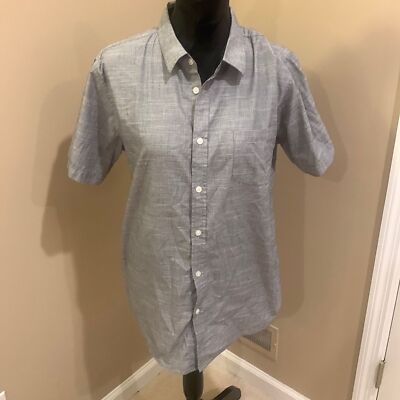 Men s London Fog Grey Button Up Shirt- Size L