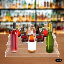 2Pcs 3-Tier Clear Acrylic Display Stand Step Shelf Jewelry Cosmetic Storage Rack