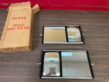 PAIR VINTAGE SURE PLUS STAINLESS 11 3/4" X 6 1/2" TRUCK CAMPER TOW MIRRORS NOS