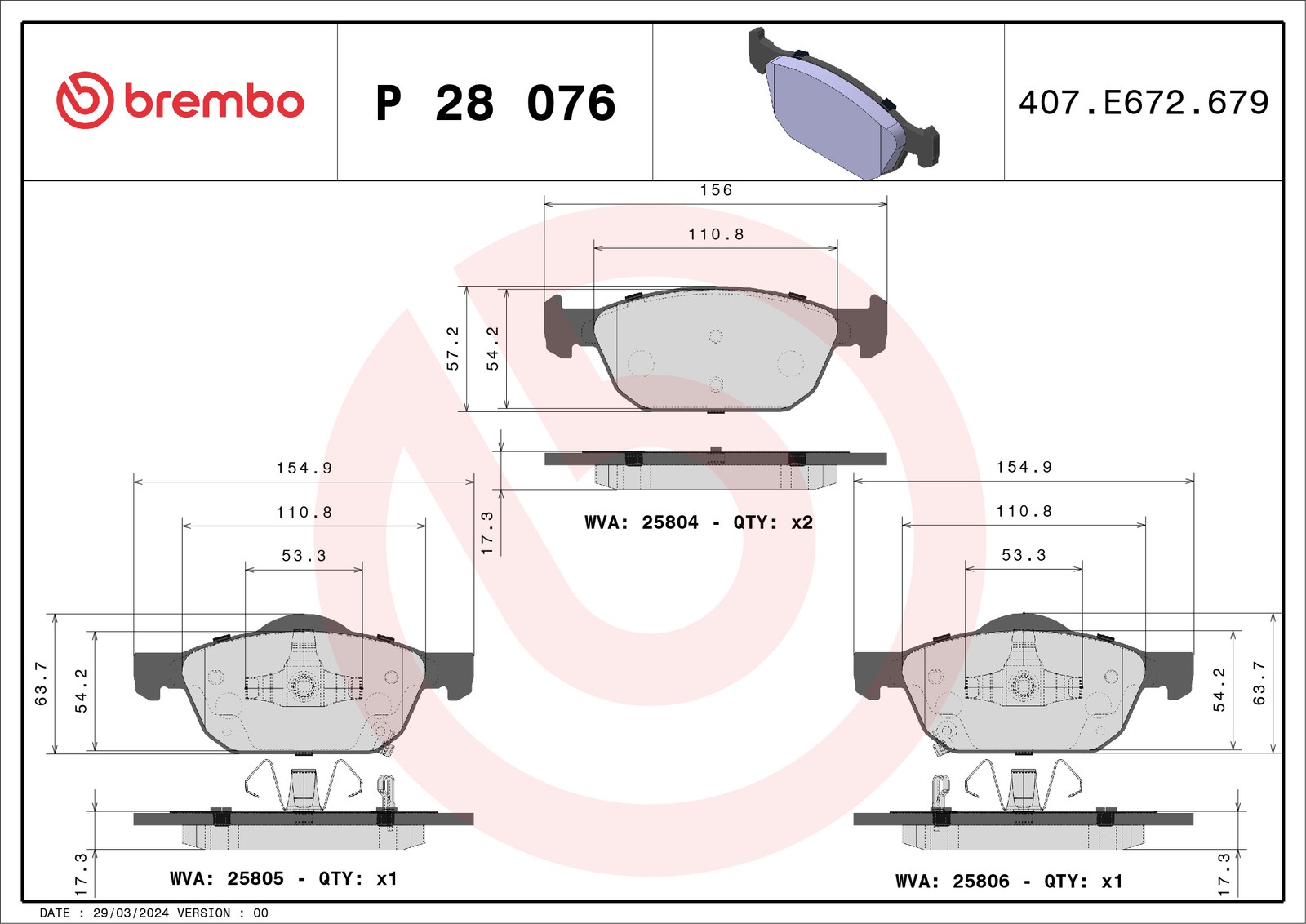 BREMBO Bremsbelagsatz, Scheibenbremse P28076 | Kompatibel mit: HONDA CIVIC IX, CIVIC IX Tourer, CIVIC X Schrägheck, CIVIC X Stufenheck - Bild 6