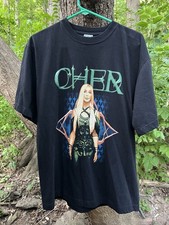 Vintage 2003 Cher Farewell Concert Tour T-Shirt Black Double Sided Medium Black