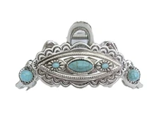 Extra large hair claw silver turquoise blue stone metal western clip