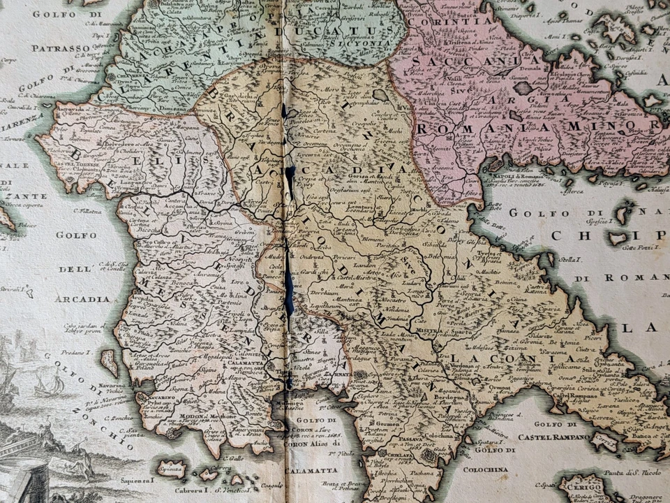 Accurata Morae olim Peloponesus Peloponnese (Morea) Greece Map c.1718 Weigel - Image 3 of 4