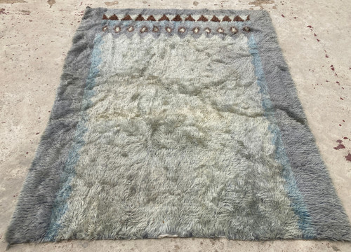 Authentic Antique Rya Rug Handmade Wool Moroccan Scandi Multi Carpet 188x150 cm