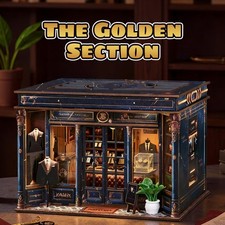3D Wooden Puzzle Adults Golden Ratio BookNook Lights DIY Miniature Dollhouse Kit