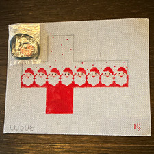 KS CC50B Christmas Santa Cross Needlepoint Ornament Canvas w heart embellishment