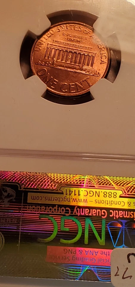 1999 Lincoln Cent  Double Struck In Collar  NGC MS66 Strong Doubled Struck - Image 2 of 4