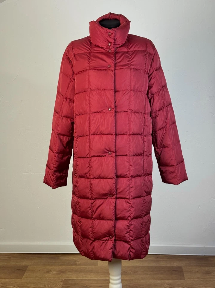 Подлинный женщин Moncler красный вниз пуховик куртка выстеганная пальто синий ярлык размер 2 ~ M - Изображение 2 из 4