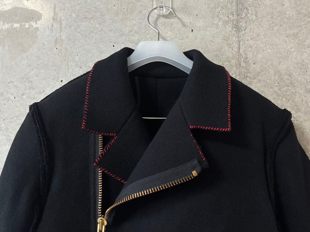 RAINMAKER Wool Double Riders Jacket Black Red Sti… - image 3