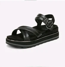 Vionic Reyna Sandals 8 Slide Platform Chunky Black Y2K Arch Support Comfort 
