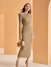 SHEIN Modely  Midi Dress Size Small Brown  Textured - 038