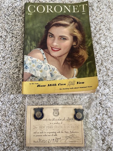 Vtg N.Y 5-M CLUB MILK FOR HEALTH BADGE PIN License ADVERTISING Pro/Anti milk Lot