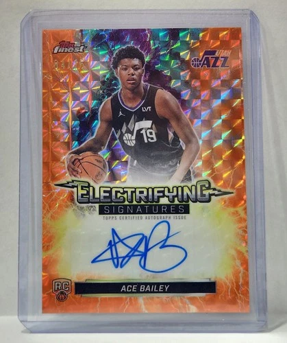 Ace Bailey 2025-26 Topps Finest Orange Electrifying On Card Auto 04/15 RC Jazz