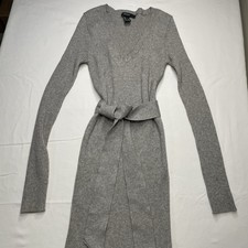 Forever 21 Gray Ribbed Sweater Dress with Sash Belt Size Small