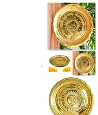 Religious Ornate Brass Hindu Puja Thali Pooja Om Plate 5.5''Navratri Home Temple