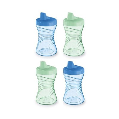 NUK Fun Grips Hard Spout Sippy Cup, 10 oz. | Easy to Hold, 4 Pack, Blue/Green