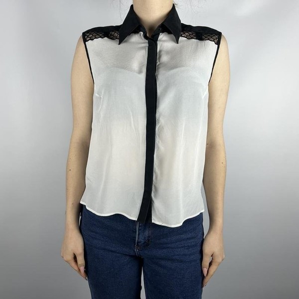 Women Sandro Paris Shirt White Silk 38