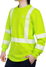 Reflective FR Shirts High Visibility Summer Vented Mesh Long Sleeve Crewneck Lig