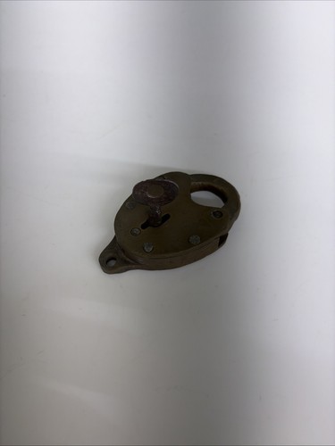 Antique 1800s Brass Padlock With Key