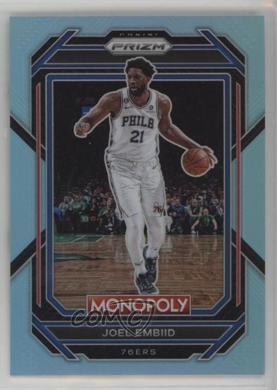 2022-23 Panini Prizm Monopoly Light Blue Prizm 186/199 Joel Embiid #67 18l6