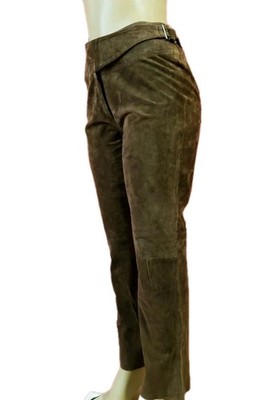 REM GARSON  Genuine Leather NEW Size 10 Brown Suede Wrap Waist Women's Pants #5