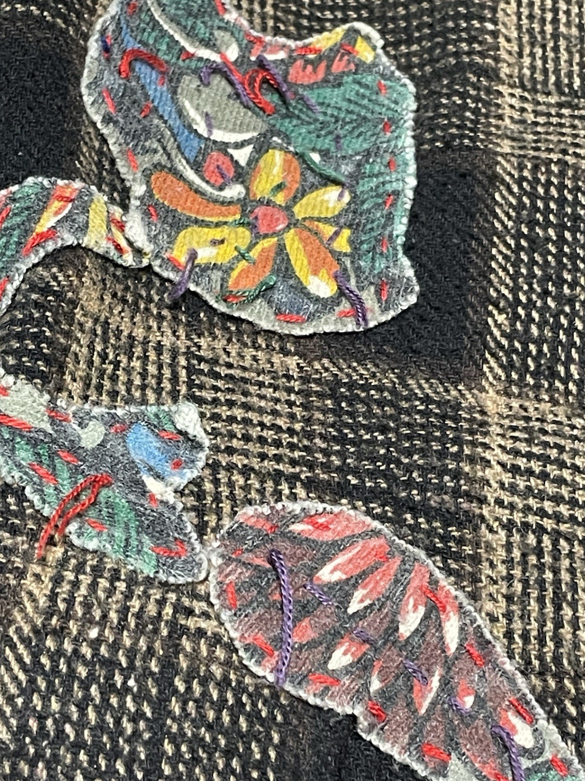 RAW 7 Wool Jacket Blazer Plaid Patchwork Appliqué… - image 6