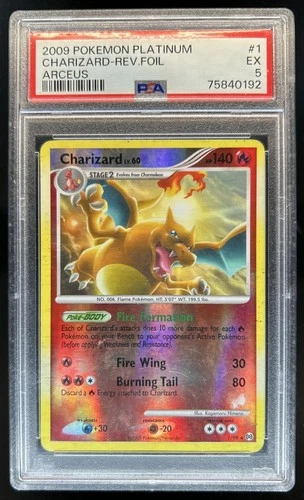 2009 Pokemon Platinum Arceus Charizard Reverse Holo #1/99 PSA 5
