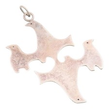 925 Sterling Silver Vintage Pendant HOPER Minimalist Celtic Dove Cutout  PT26297