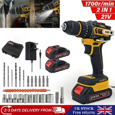 2 Batteries Cordless Electric Drill Portable Power Impact Drill Set Combi Driver