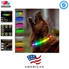 LED Dog Collar - Multicolor Light-Up, USB Rechargeable, Large & Waterproof