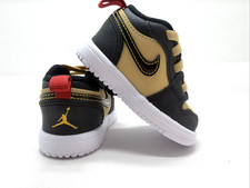 NIKE AIR JORDAN 1 Low Alt Toddler Size 3C Black Beige Hook Loop Sneakers