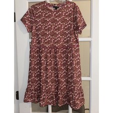 As U wish women’s bohemian prairie dress knee length short sleeve floral LARGE