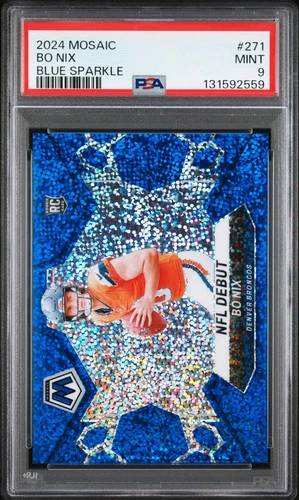 2024 Panini Mosaic Bo Nix #271 Blue Sparkle PSA 9