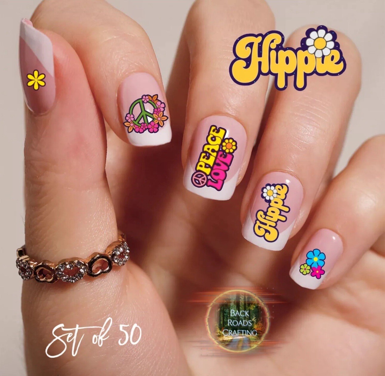Hippie Waterslide Nail Decals Set Of 50 Instructions And Bonus
