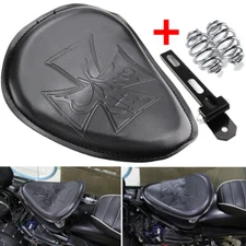 Motorcycle Solo Seat & 3" Spring Bracket Kit for Harley Chopper Bobber Sportster