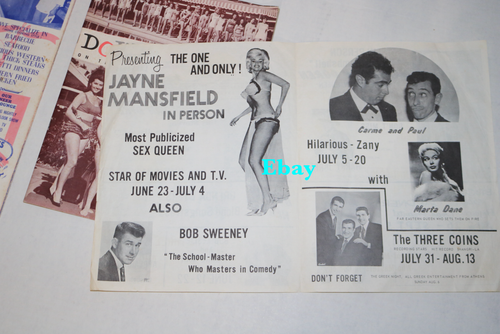 Lotto effimeri Jayne Mansfield ultima performance Gus Stevens giugno 1967 menu - Foto 6 di 8