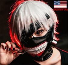 Tokyo Ghoul Kaneki Ken PU Leather Costume Mask w/Eye Patch for Halloween Cosplay