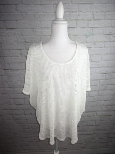 Staring at Stars women's size S White Open Knit High Low Short Sleeve Knit Top - Picture 2 of 7