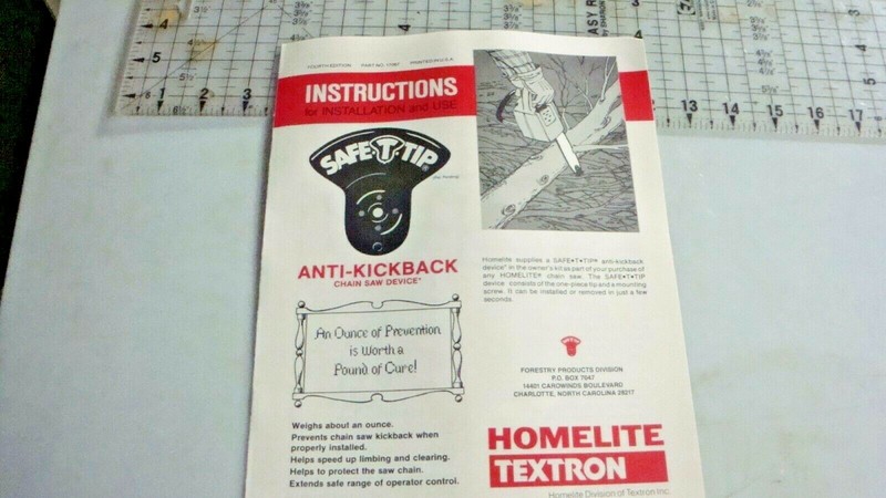 HOMELITE CHAIN SAW SAFETY  MANUAL COLLECTOR VINTAGE OEM 17067