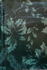 Christmas Holly Pine Green Color Vinyl Flannel Backed Tablecloth Var Size Elrene