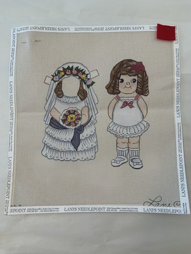 Lani's Handpainted Needlepoint Canvas Paper Doll Wedding PD-7 14ct - Picture 2 of 7