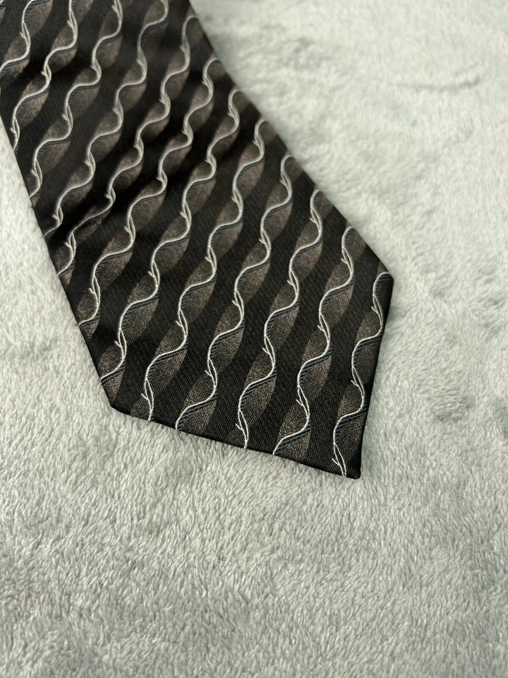 Corbata Bill Blass 100 % seda marrón abstracta clásica longitud ancho para hombre Foto 2 de 4