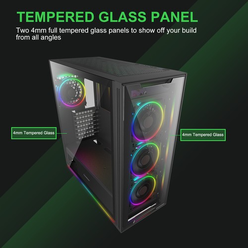 GAMEMAX View Mid-Tower E-ATX Gaming PC Case w/4X ARGB Fan & 2X ARGB LED Strip - Picture 3 of 9