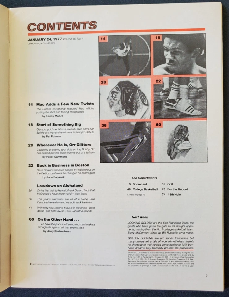 1/24/1977 Sports Illustrated Swimsuit Issue NBA Celtics Cowens v Bill Walton Orr - Image 2 of 4