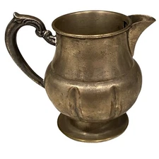 LEHMAN BROTHERS NEW YORK Silver on Copper 4" 8oz Coffee Creamer Pitcher VINTAGE