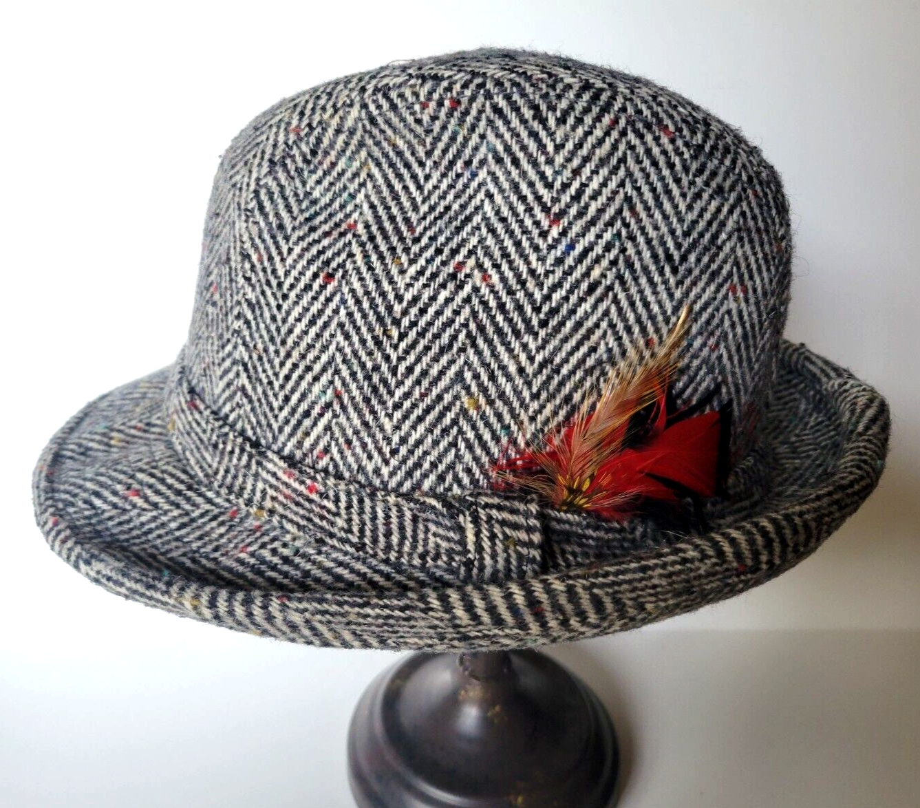 ARTEL Mens Wool Fedora Hat Size Large Herringbone USA Made