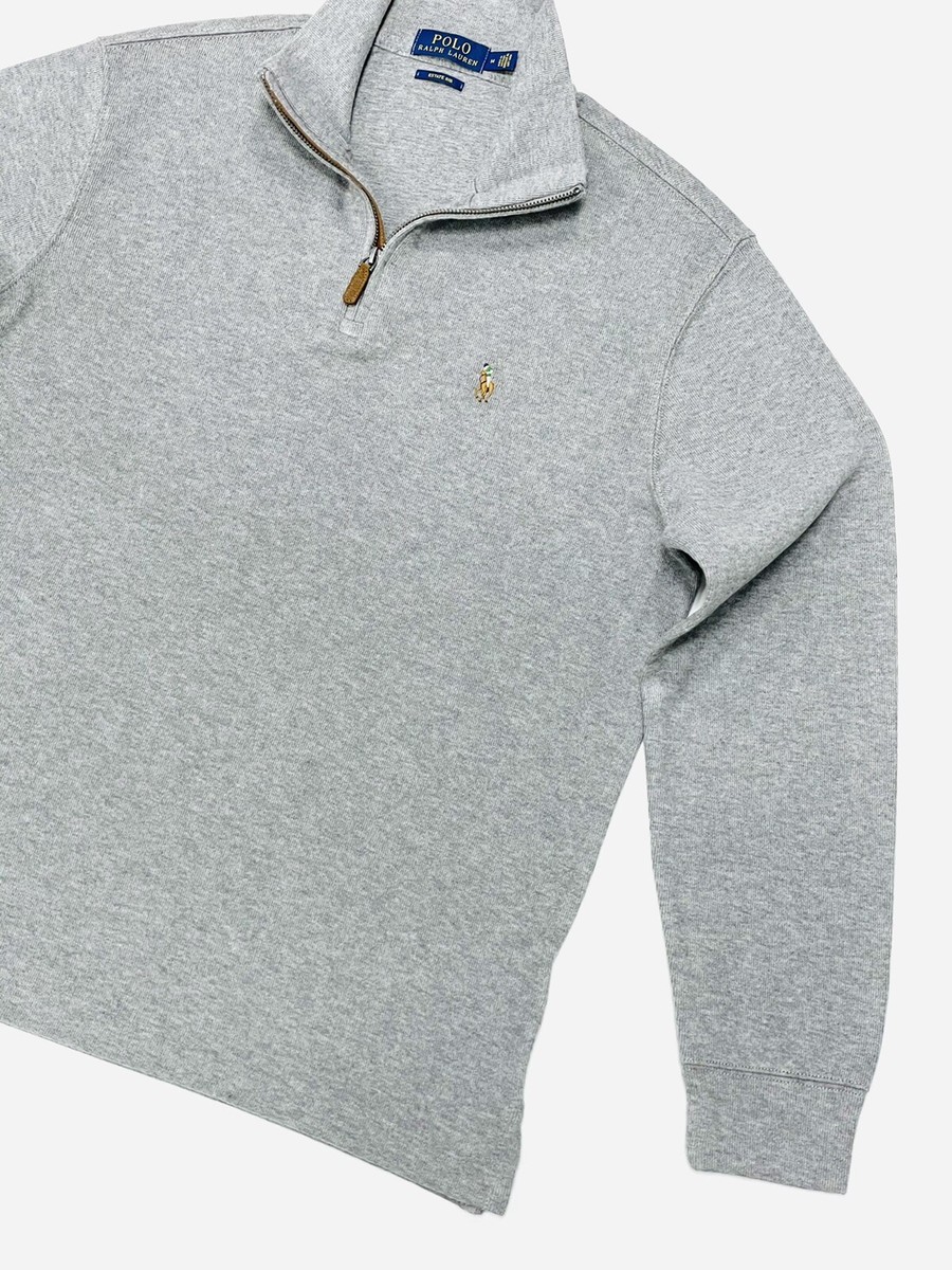 Polo Ralph Lauren Men's Quarter Zip Cotton Sweater In Grey RRP£120 | eBay