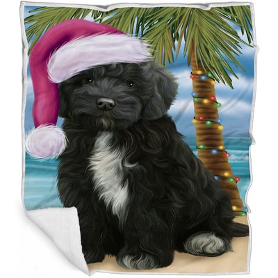 Cockapoo Dog Blanket - Christmas Summertime Beach - Super Soft & Warm Pet The...