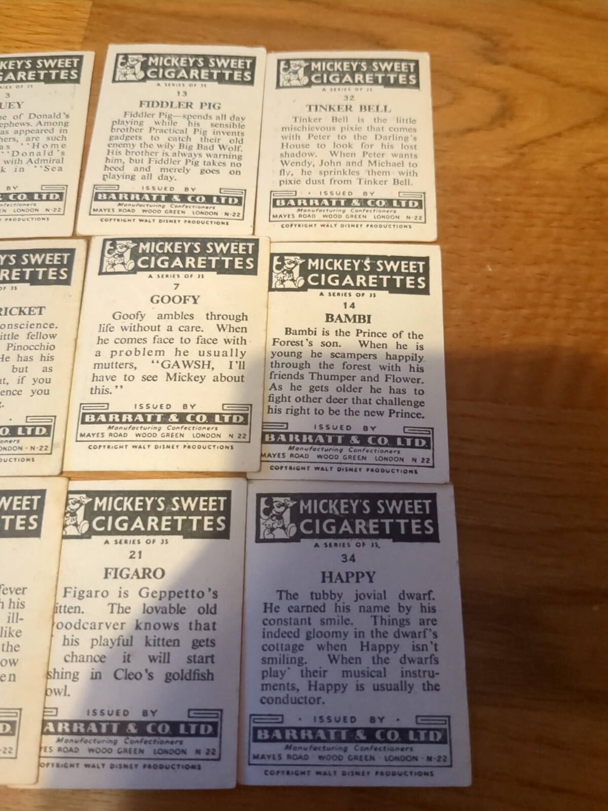 Barratt & Co Disney Mickey 's Sweet Cigarettes Job Lot 15 Cards eBay